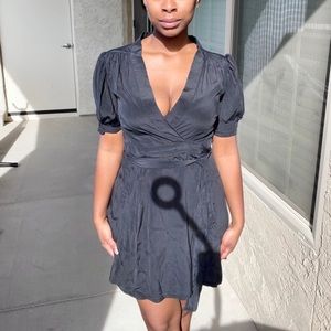 Black Silk Wrap Dress
